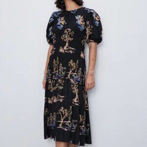 Zara Black Embroidered Dress - XS